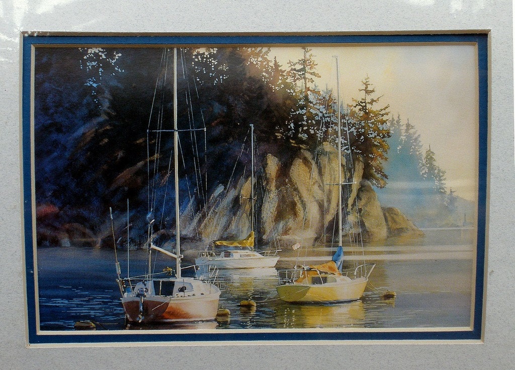 sailboat prints kiff holland watercolor double mat by akaytees