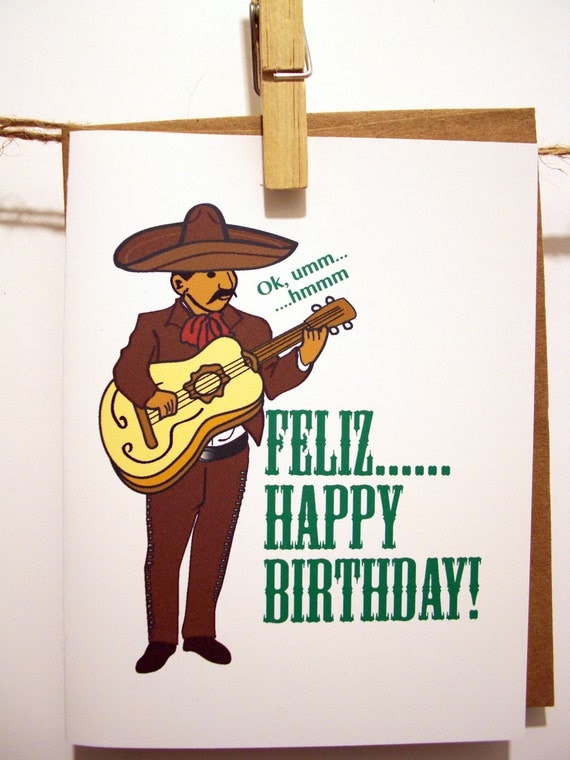 Items similar to Happy Birthday Mariachi Card, mexican fiesta card
