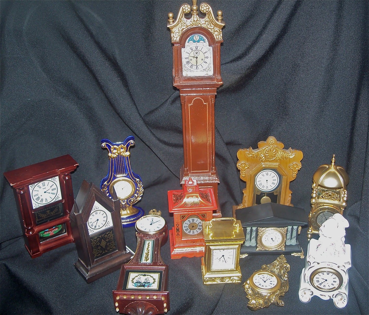 Vintage Miniature Clock Set Franklin Mint Complete Miniature