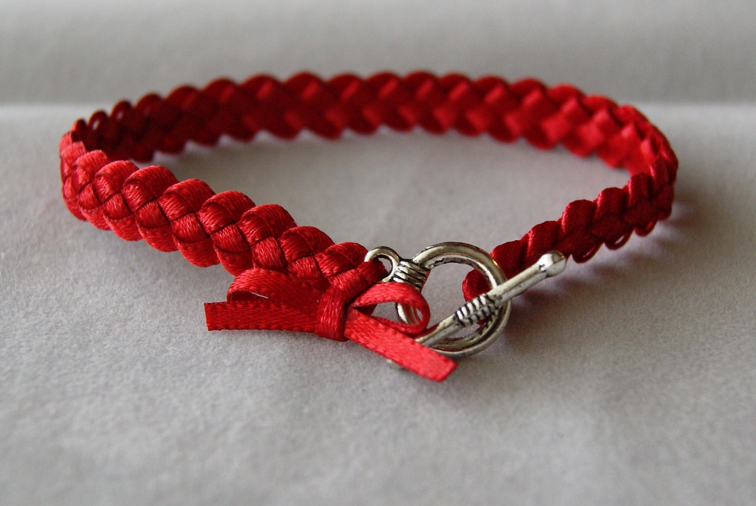 Woven Red Ribbon Bracelet