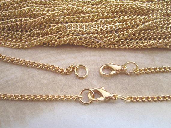 60pcs 3mm gold color necklace chain with lobster clasp 60cm