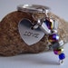 Iridescent Purple Beaded Silver Wingnut "Love" Heart Petite Angel Charm Keychain