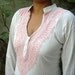Halloween White Cotton Dress Ethnic Indian Hand Embroidered Kurta Tunic Womens Kameez 44" Chikankari Chic Fall finds Boho Top