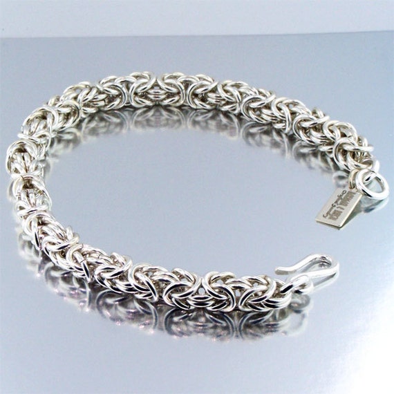 Items similar to Men's Silver Byzantine Bracelet on Etsy