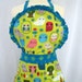 Frilly Apron with Ruffles and Owls on a Lime Background - Kaufman Critter Community Fabric
