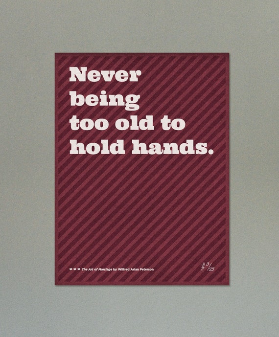 Items similar to Limited Edition Love Quote Screen Print : Hold Hands