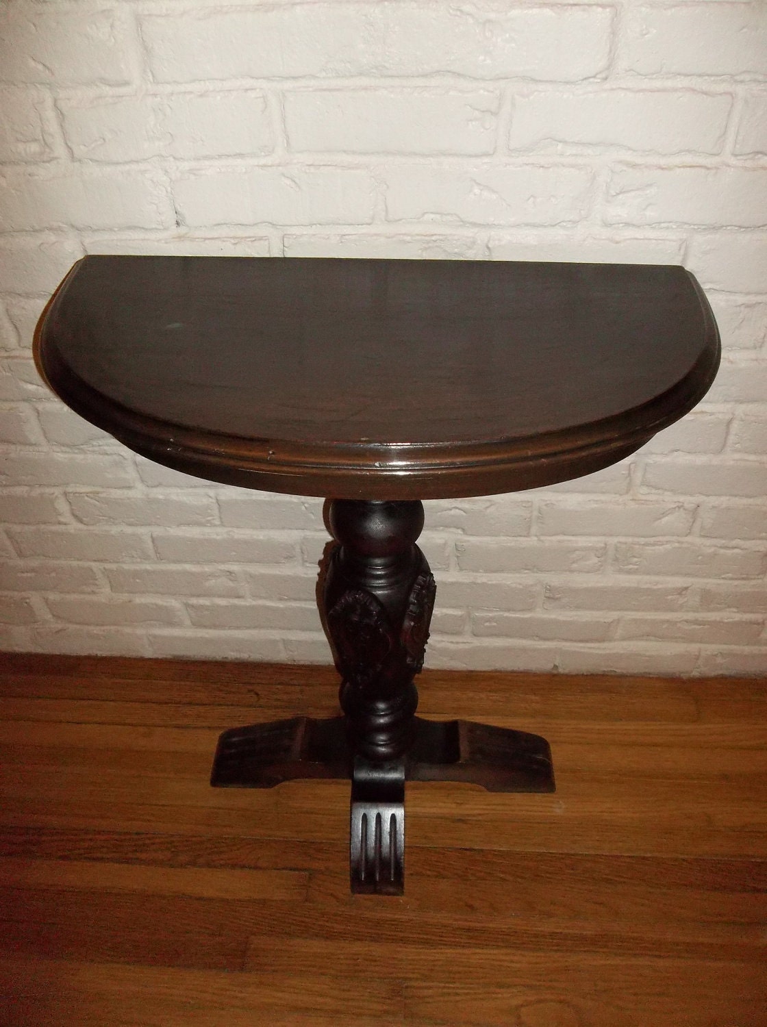 Antique Half Moon Mahogany Table with Beautiful Carved