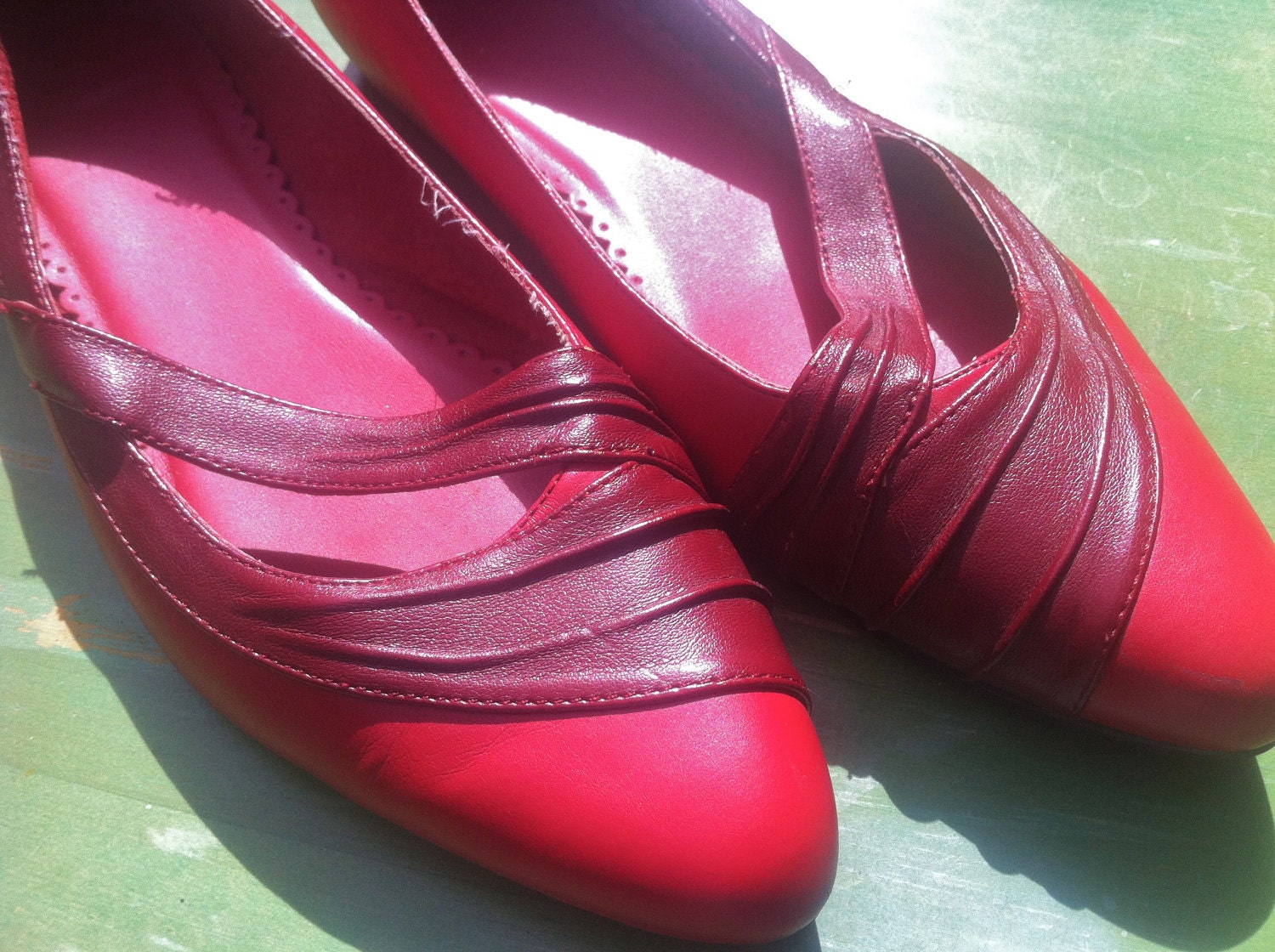 red pointy flats
