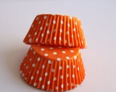 Orange and White Polka Dot Standard or Mini Cupcake Baking Liners Il_170x135