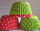 Lime Green & Red Polka Dot Standard or Mini Cupcake Baking Liner Cups Il_170x135