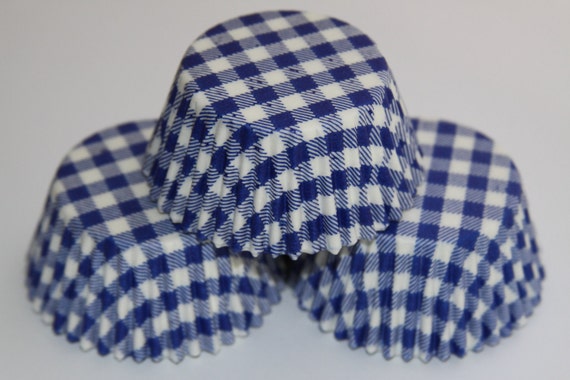 50 White and Blue Gingham Baking Liners Il_570xn