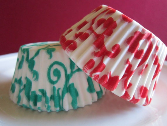 Red & Green Ivy Cupcke Baking Liner Cups Il_570xn