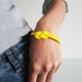 Neon rope bracelet- neon yellow nautical cord sailor's knot bracelet with golden end caps
