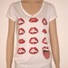 Sale 20% OFF clearance coupon code HALLOWEEN2012 Red lips white long t shirt for women V neck the rocky horror picture show inspired tee