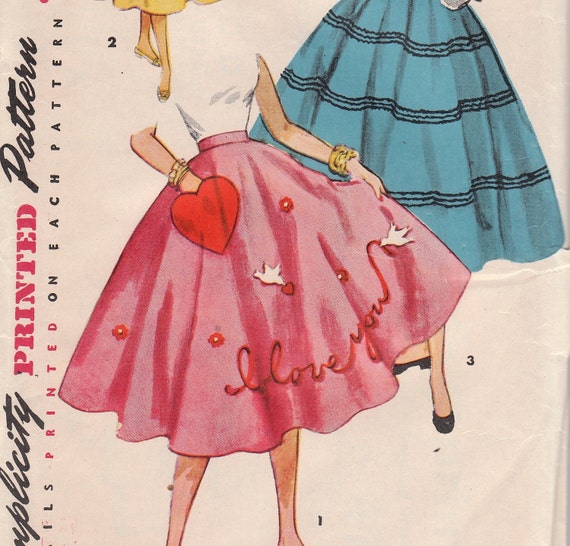 1950s Vintage Circle Skirt Pattern Simplicity 4784 Waist 26