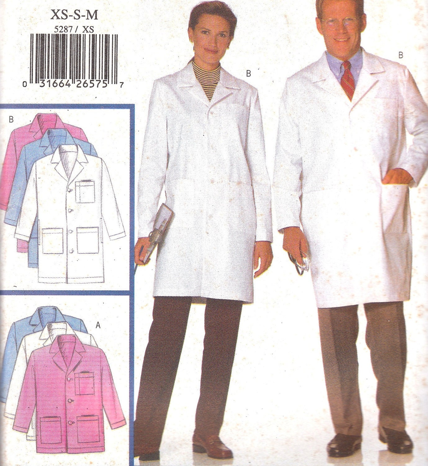 Pattern Lab Coat | unisex lab coat scrubs pattern butterick 5287 size xs s m Pattern Lab Coat | unisex lab coat scrubs pattern butterick 5287 size xs s m