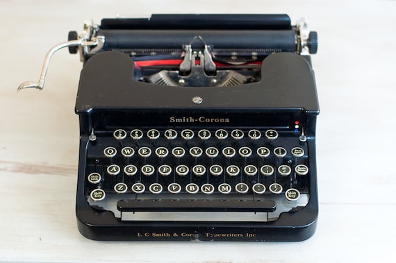 Smith-Corona Typewriter Flat Top Sterling Model with Case