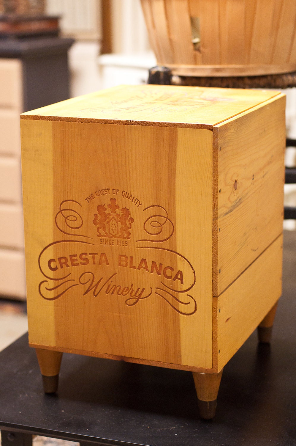Wine Crate End Table Wooden Nightstand Wine Box with