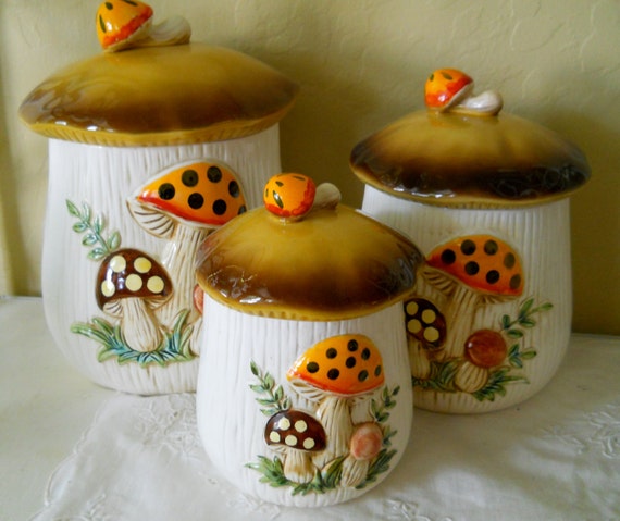 Vintage Mushroom Canister Set