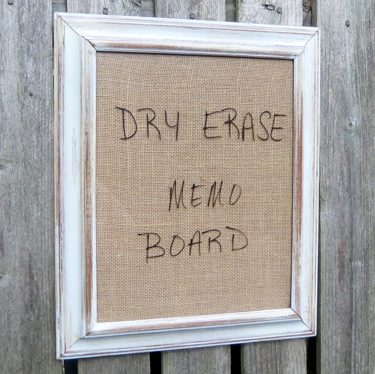 RESERVED Framed Dry Erase Board Message Burlap Distressed