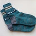 Hand Knitted Wool Socks - Gray and Electric Blue, Size Medium