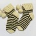 Hand Knitted Slipper Socks, Bed Socks, Night Socks, Wool Mohair Socks - Cream Color and Green
