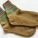 Hand Knitted Wool Socks - Mustard Brown and Gray