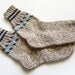 Hand Knitted Wool Socks - White and Light Brown