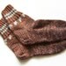 Hand Knitted Wool Socks - Brown and Pastel Orange, Size Medium