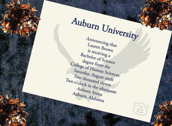 Items similar to Auburn University Graduation Announcement on Etsy