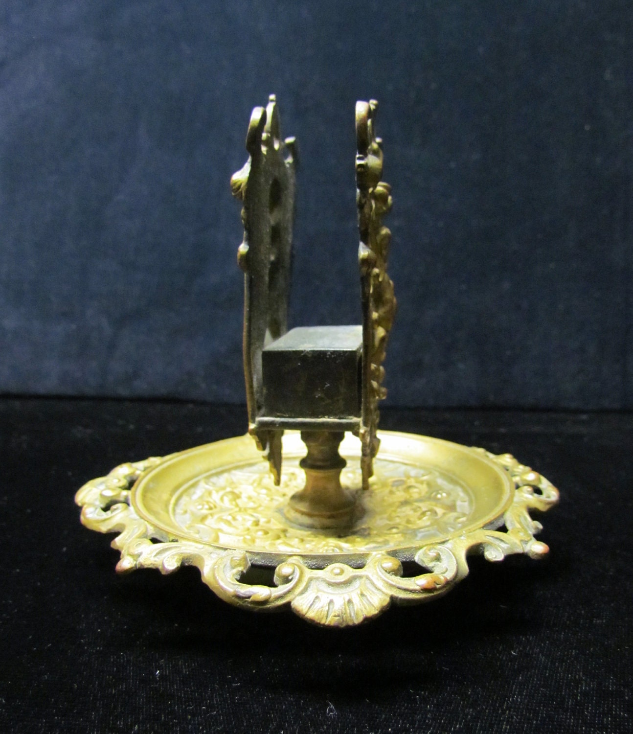 Antique matchbox holder with brass ashtray by mathildasattic