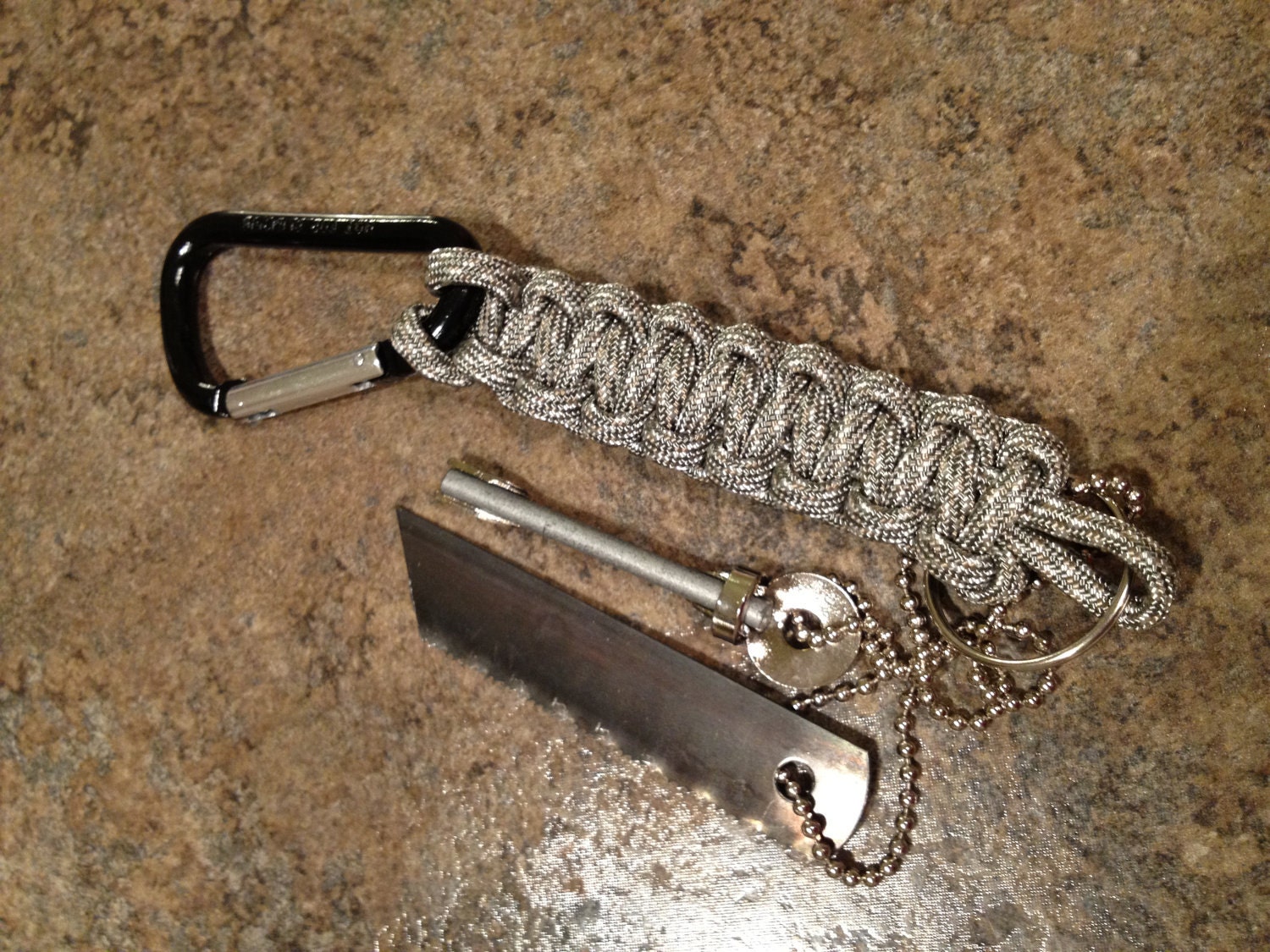 Paracord Keychain with Flint & Striker Firestarter You Pick