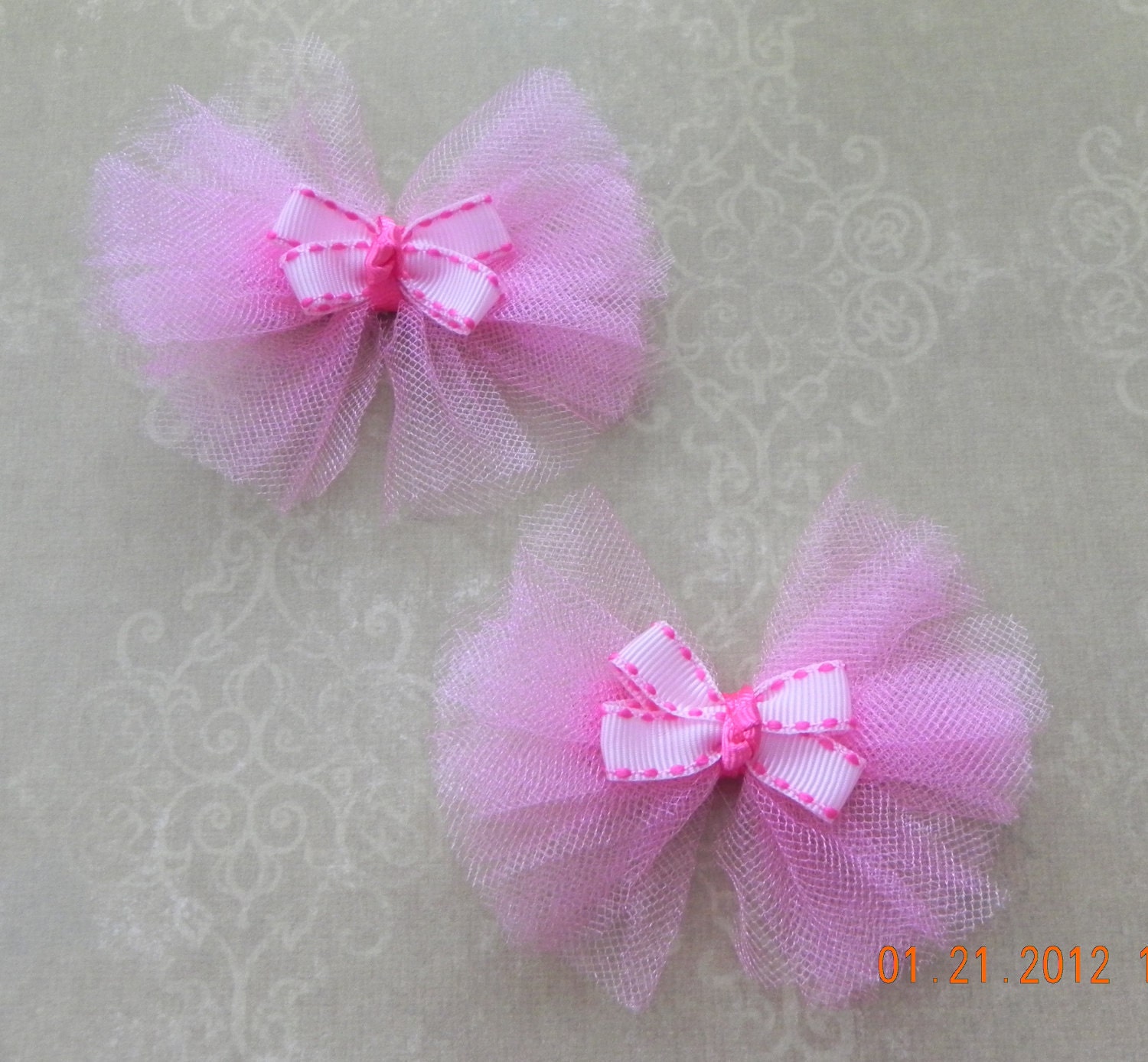 Items similar to Tutu Cute Pink Tulle Hair Bows For girl baby, toddler