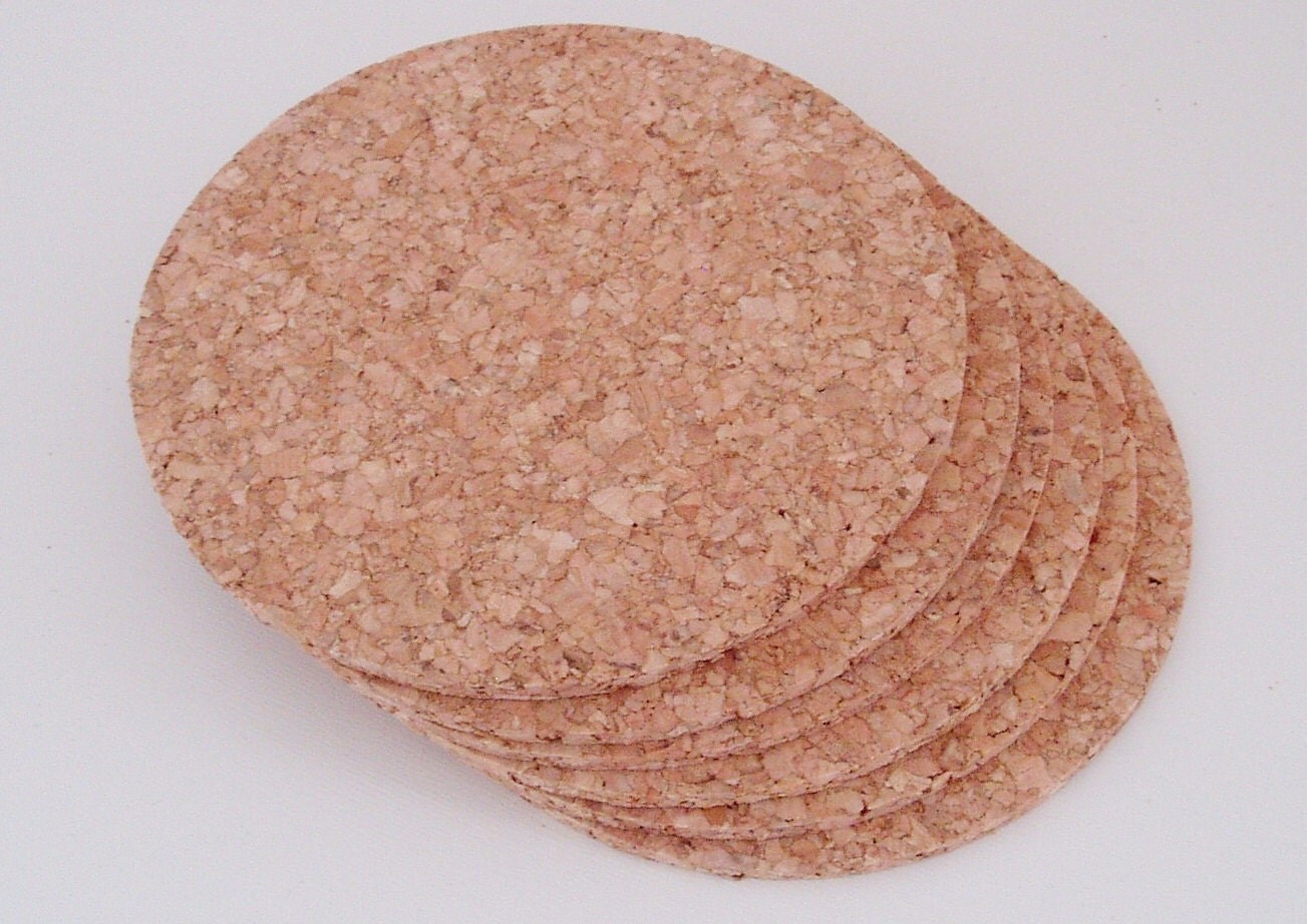 Cork Coasters Set of 6 Natural Coaster Backs Round Cork
