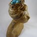 Rust Aqua Turquoise Woman Bust Nest Robin Eggs Expecting Ceramic Sculpture, "Nesting"