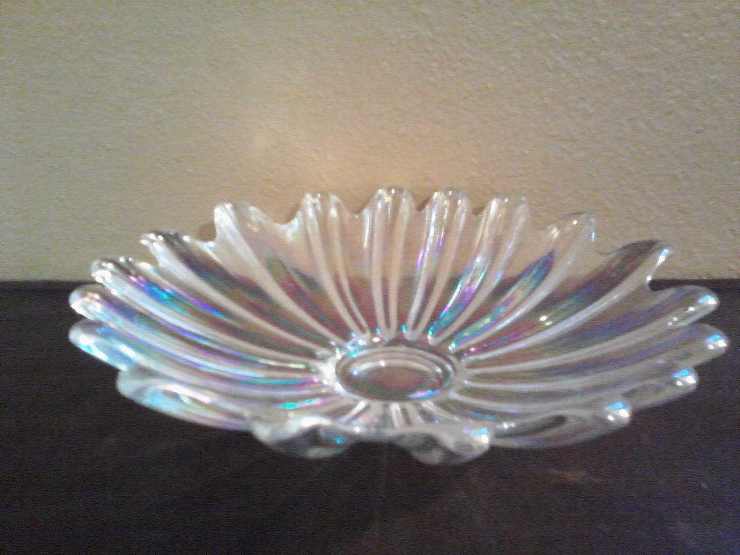 Vintage Iridescent Clear Carnival Glass 11 1/2 by DecadesDownHome