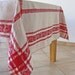 French tablecloth heavy linen damask honey and bright red