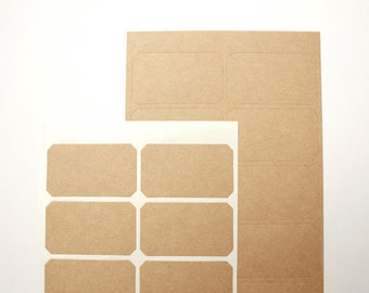 Rectangle Kraft Paper Stickers with Cut Corners, Kraft Rectangle Label Stickers, Size 45x25 mm, Set of 2 sheets or 28 rectangles
