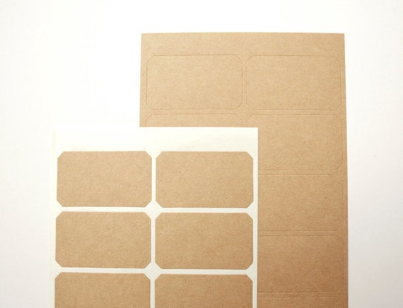 Items similar to Rectangle Kraft Paper Stickers with Cut Corners, Kraft ...