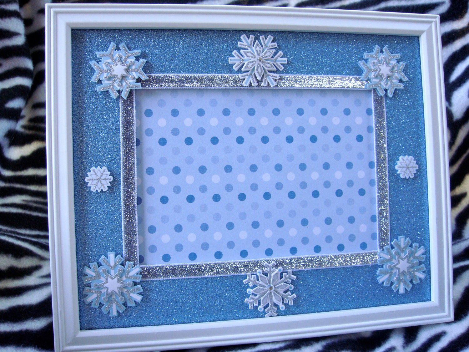 Blue Christmas 8x10 Snowflake Themed Picture Frame with 5x7