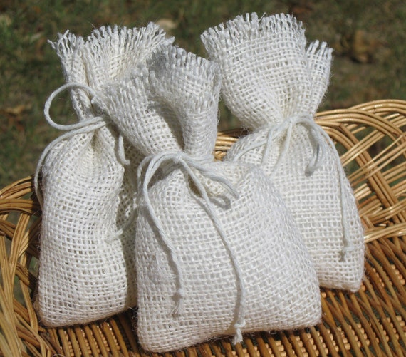 Burlap Birdseed Bags or Favor Bags Set of 10 by SplendidEvents