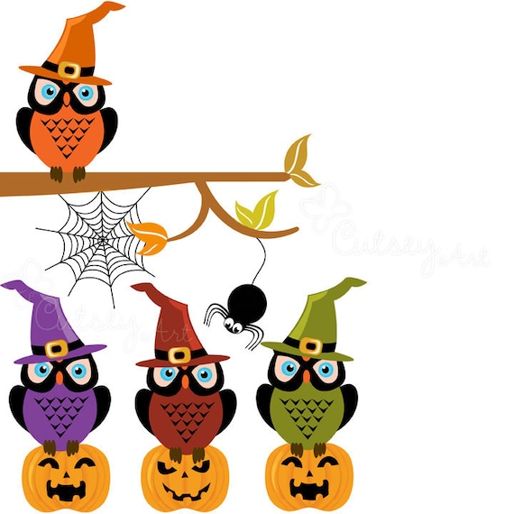 Halloween Owls Clipart Personal and Commercial Use