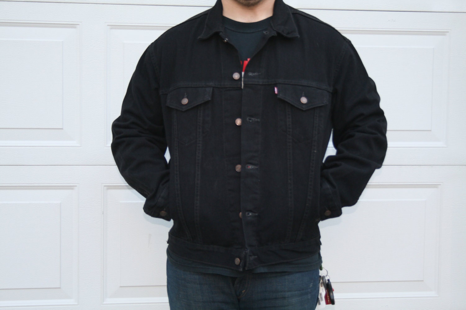 mens levi black denim trucker jacket NWT size large by joellemohn