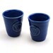 Ceramic Cups with a Shaka or Hang Loose or Hang Ten: Two Blue Pottery Tumblers, Cool Holiday Gift for Men by MiriHardyPottery