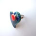 Blue red heart ring fashion ring statement ring