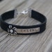 Black Leather Bracelet with Personalized Nickel plate attached
