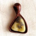 Unique Artistic Jewelry Natural milky baltic amber and wood pendant (mahogany) stone with inclusions