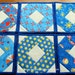 Quilted Fabric Coasters, Cloth Coasters, Absorbant, Blue, Red, yellow prints Set of 6