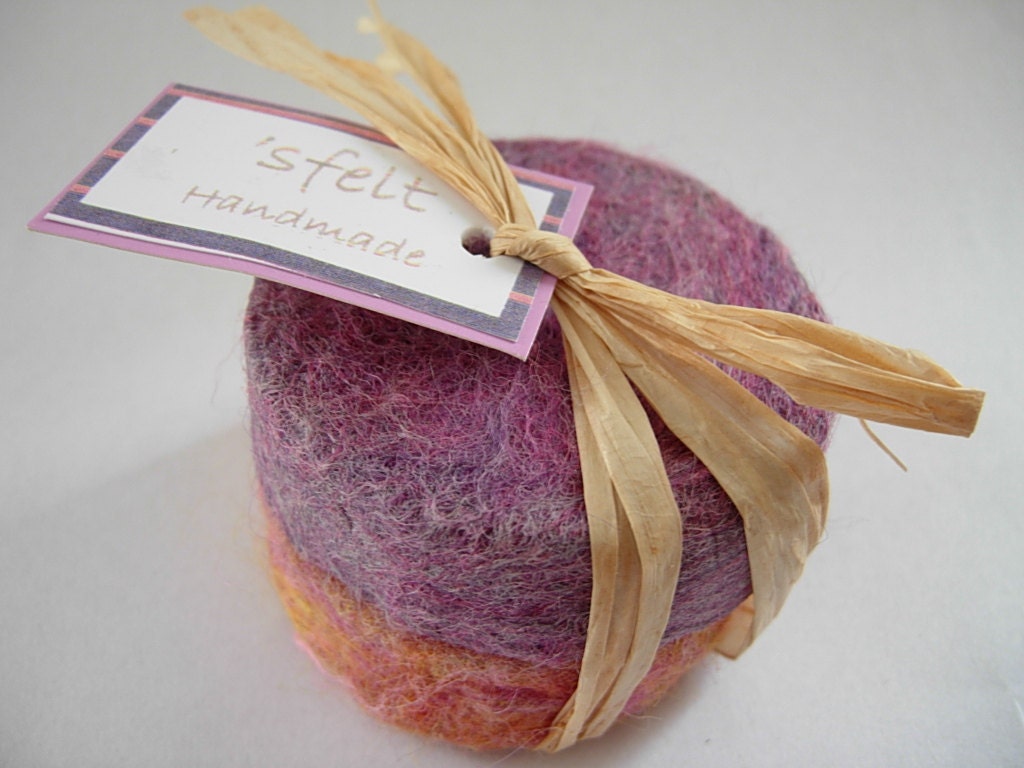 Felted Soap Pack of Two Wool Soap Floral Felted by sfelthandmade