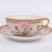 Vintage Japan Teacup 1920s Handpainted Pink Roses Raised Gold Cherry Blossom Stamp